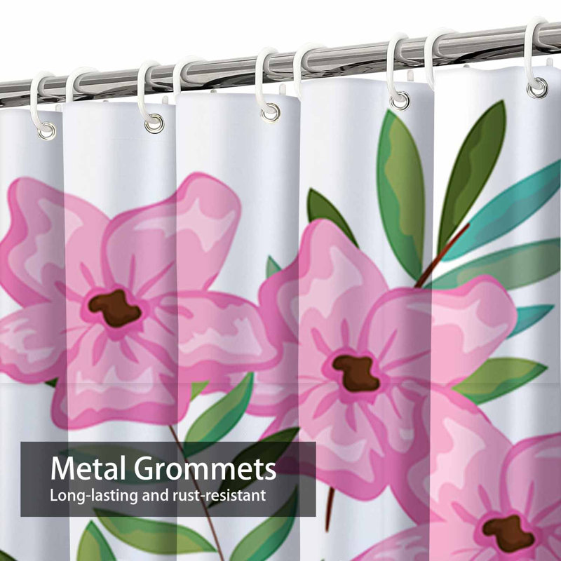 Rideau de douche imperméable à motif floral avec 12 crochets, L 72 po x l 72 po