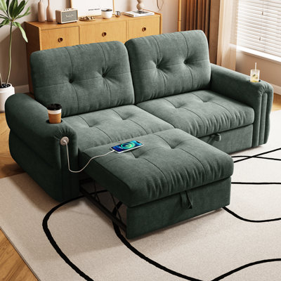 77 - Inch 2 In 1 Convertible Bed, Flannelette, Foam Filler, Steel Frame, Suitable For Dormitory And Apartment, Easy Operation Minimalist Style, Flannelette Main Material With Foam, 600 Pound Load