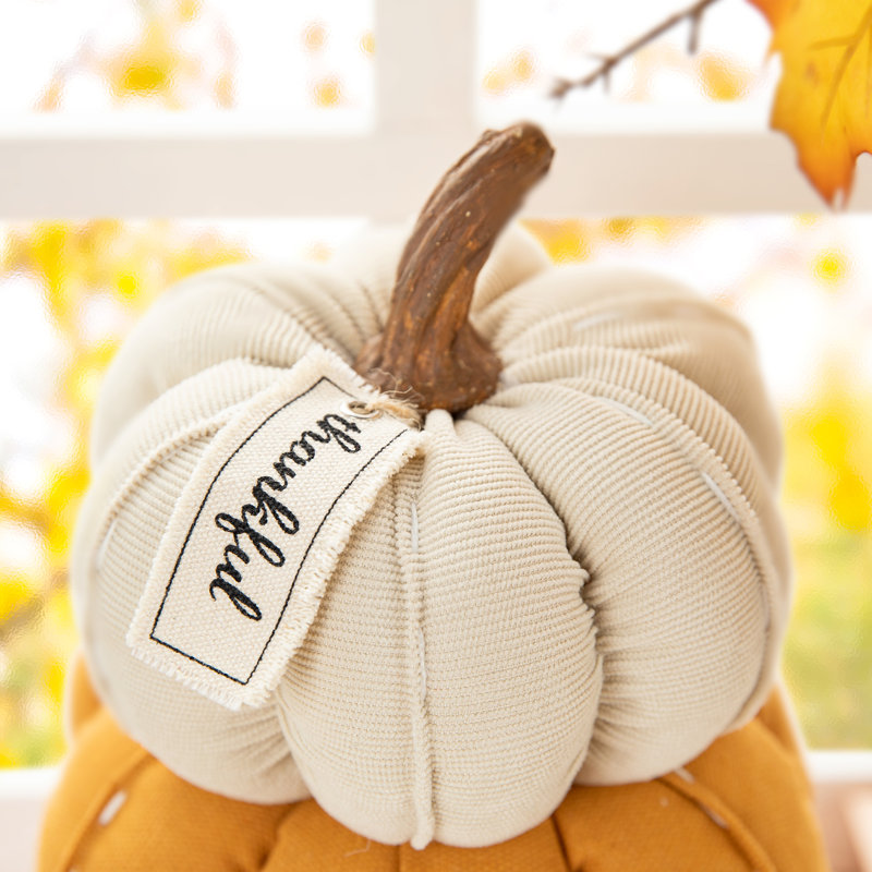 13"H Fall Stacked Fabric Pumpkin