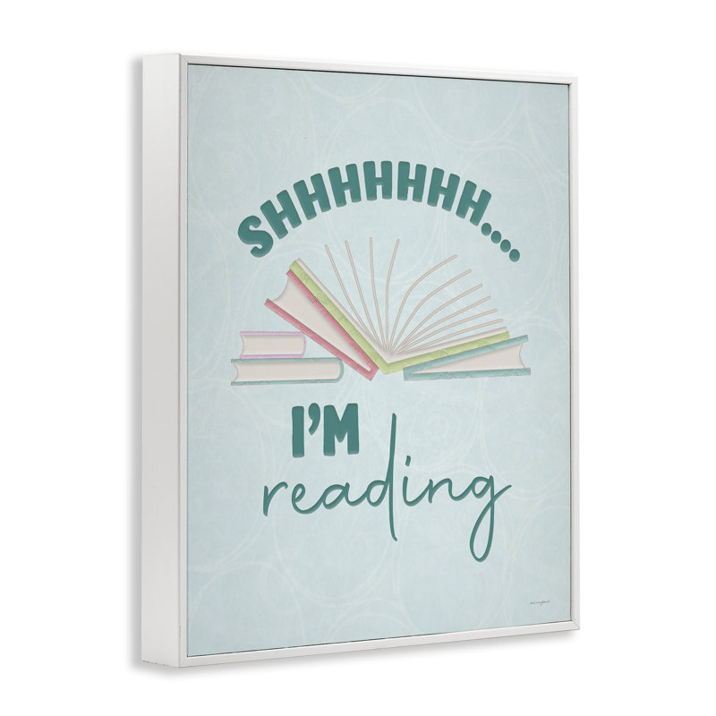 Shhh I'm Reading, giclée encadrée, design par Seven Trees Design, Giclée encadrée blanc bord de mer, H 14 po x l 11 po