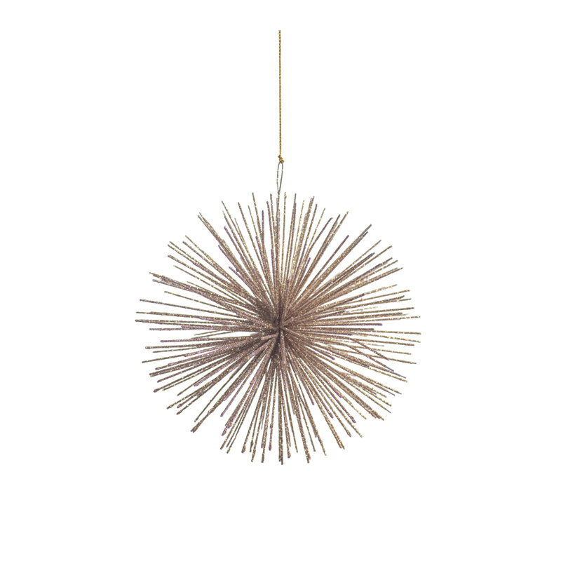 Ensemble de 6 décorations pendantes en fil de champagne starburst, H 6 po x l 6 po x P 6 po, Or