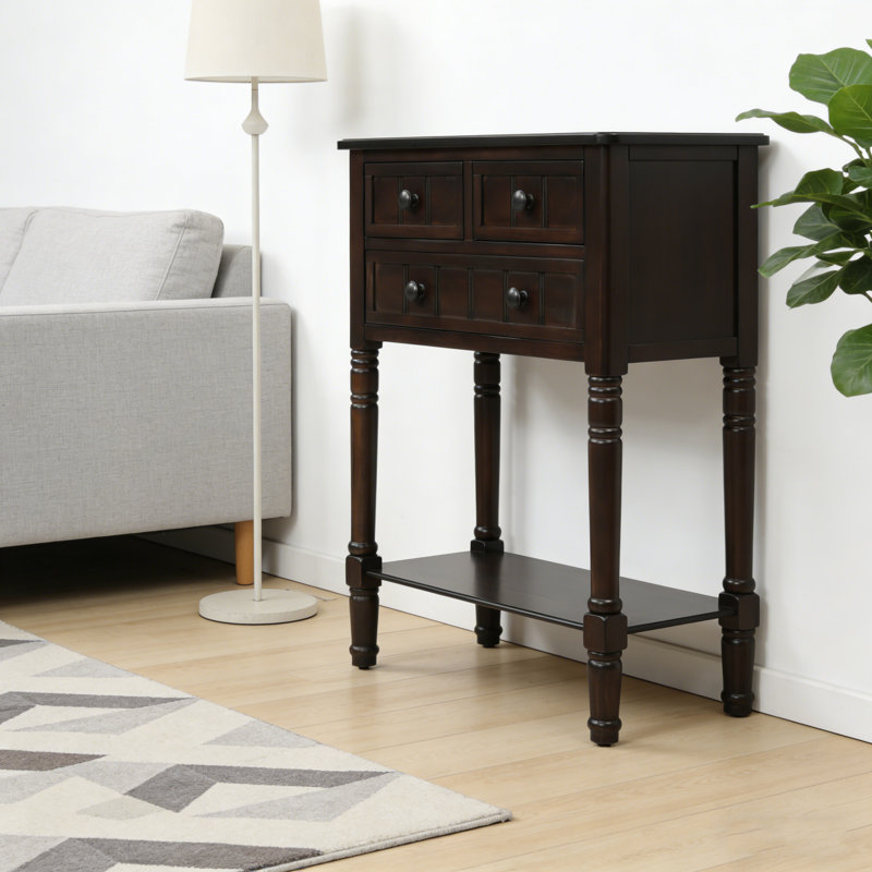 Narrow Console Table With 3 Drawers – Slim Sofa Table For Living Room Storage, 31.1" H x 23.7" W x 13" D, Espresso
