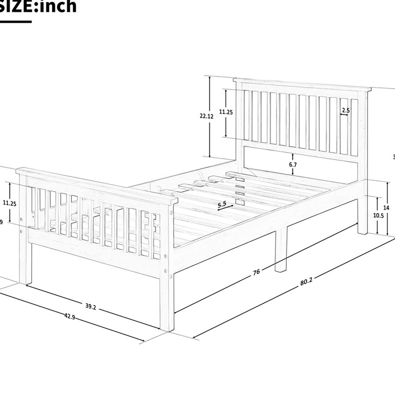 Lit plateforme en bois avec tête de lit robuste et chêne - La chambre à coucher Essential fournit une solution de sommeil confortable
