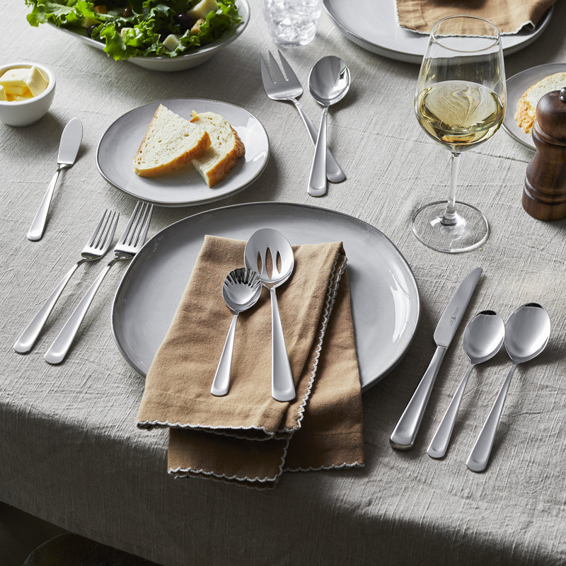 Silvano 45-Piece Stainless Steel Flatware Set with Mirror Finish