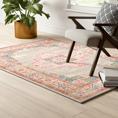 Abbate Oriental Gray/Pink Area Rug