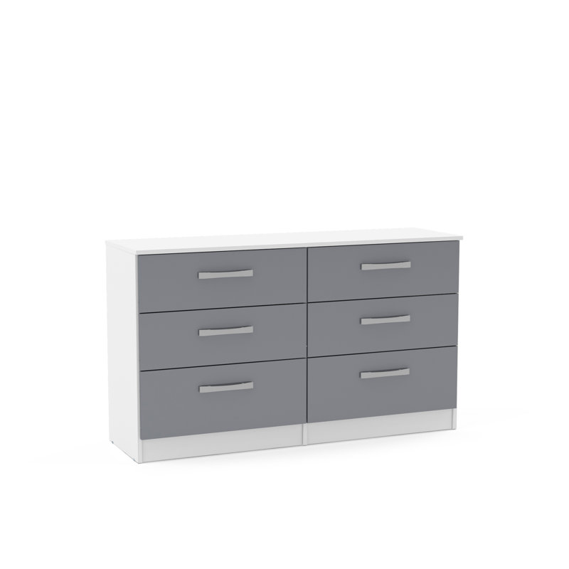 Marquitta 6 Drawer 127.5 Cm W Double Dresser, White/Grey