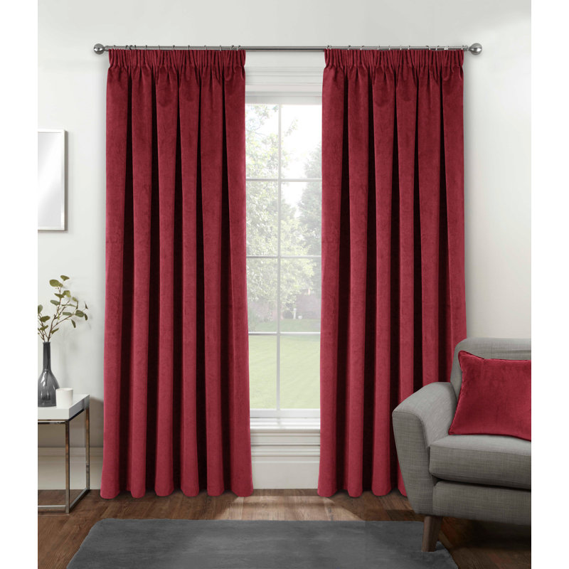 Alene Blackout Curtains, 168cm Width x 213cm Drop, Red, 1