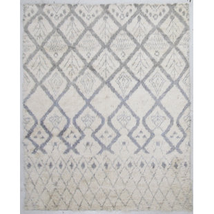 Moroccan Hand-Knotted Gray/Ivory Rug