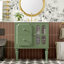 Meuble-lavabo de salle de bain de style rétro avec lavabo en céramique 30 po, meuble-lavabo simple autoportant avec 2 tiroirs, armoire de rangement en bois massif-227478749