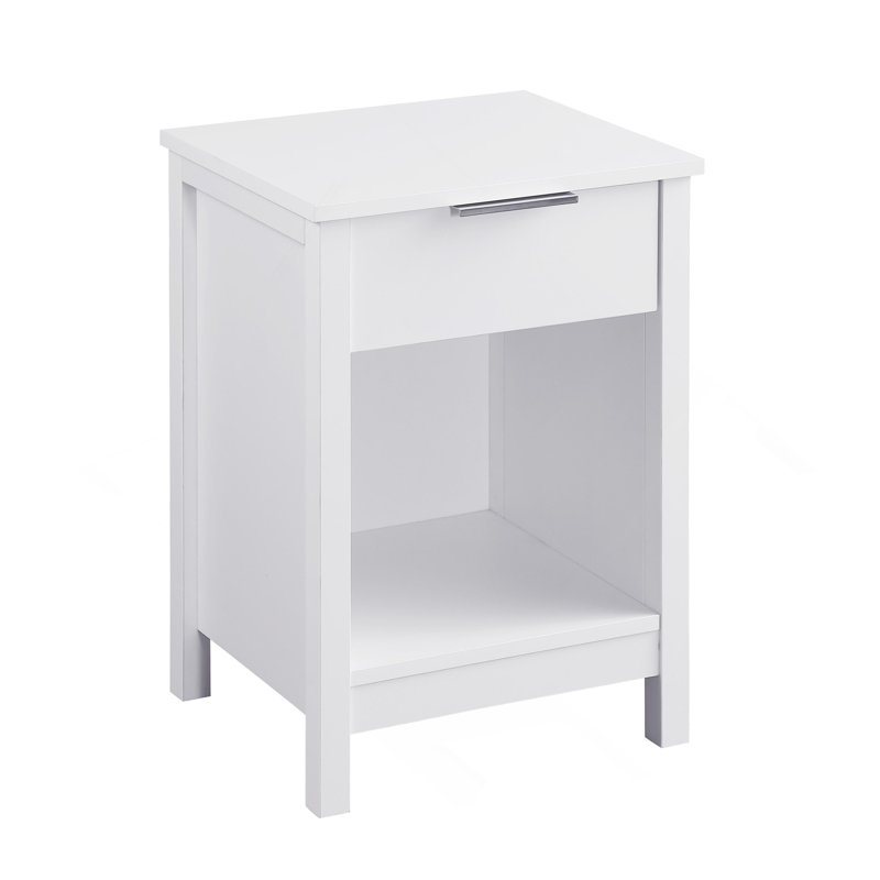 Table de chevet avec tiroir, table de bout avec tiroir et tablette ouverte, assemblage facile, cadres latéraux robustes, poignée en métal, table de chevet pour la chambre à coucher, table d'appoint pour le salon