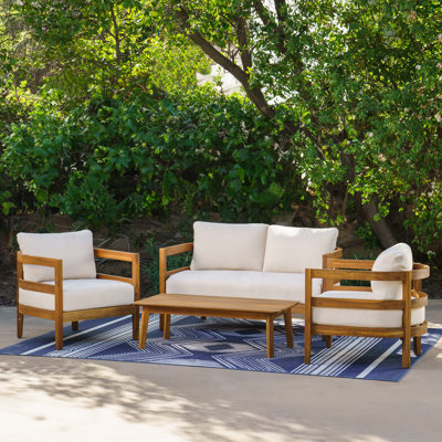 Calsey Acacia 4 - Person Patio Conversation Set with Cushions