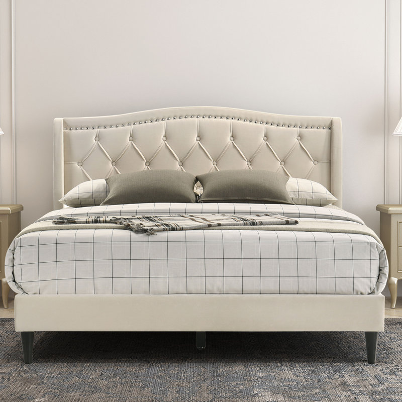 Mareile Porter Upholstered Bed With Headboard, Queen