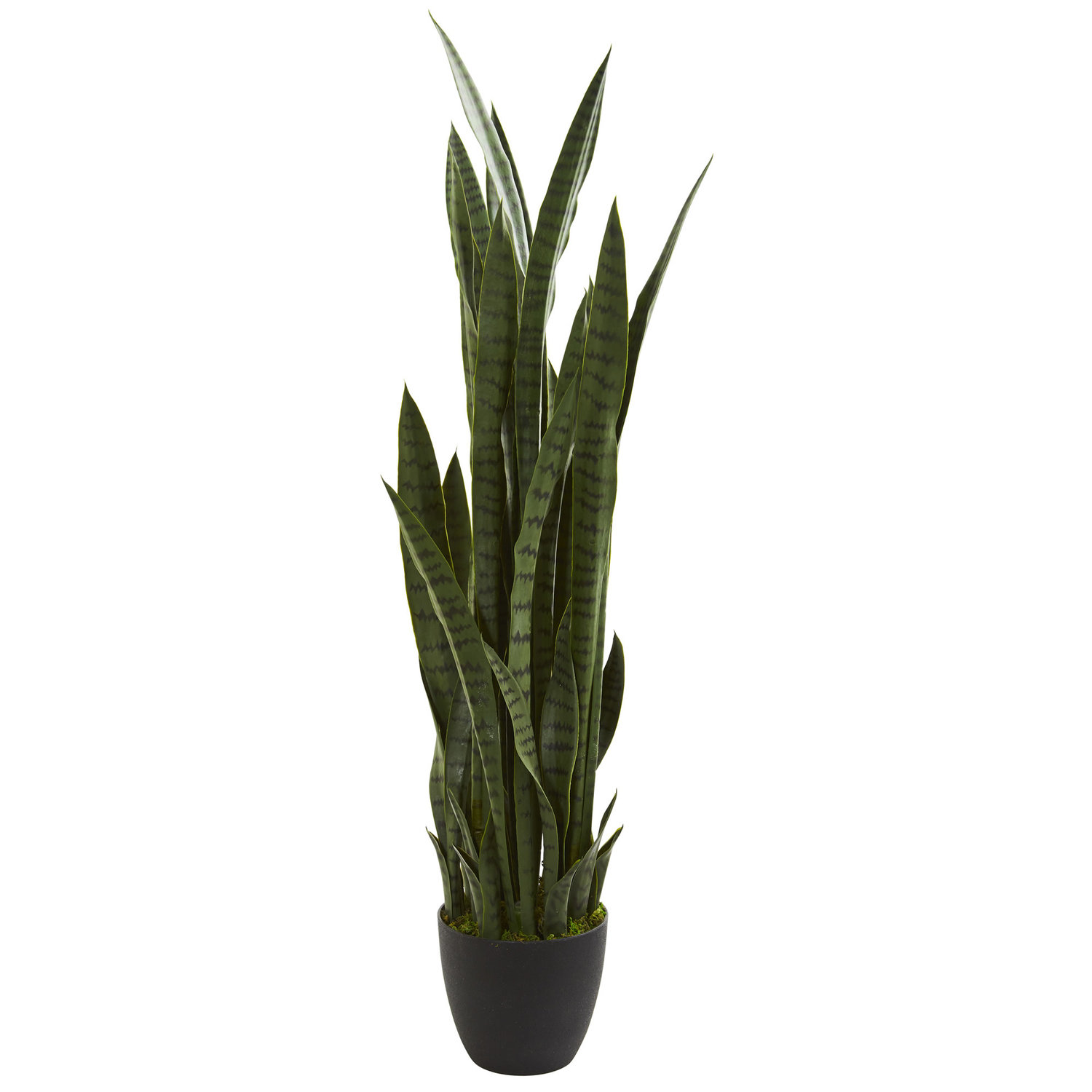 33" Artificial Snake Plant in Pot, Green, 46" H x 9" W x 9" D