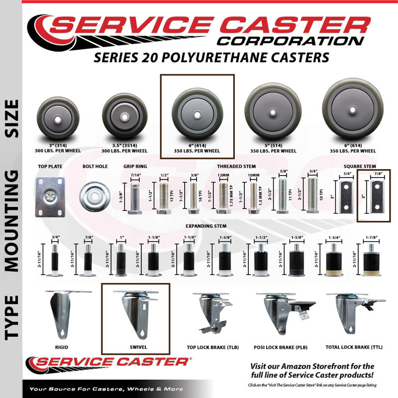 Polyurethane Casters, Gray