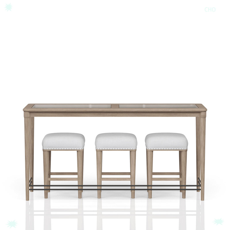 Frosted Glass Console Table With 3 Stools