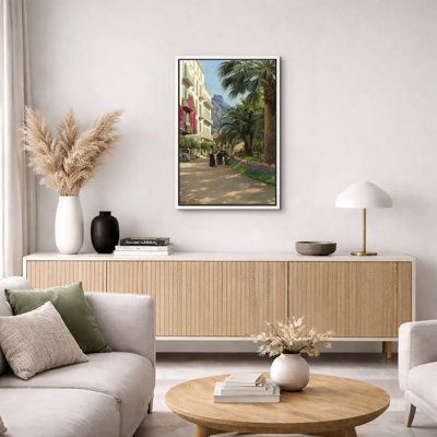Illustration de jardin méditerranéen Palm Garden Hotel, images de paysage urbain vacances côtières, impression sur toile encadrée