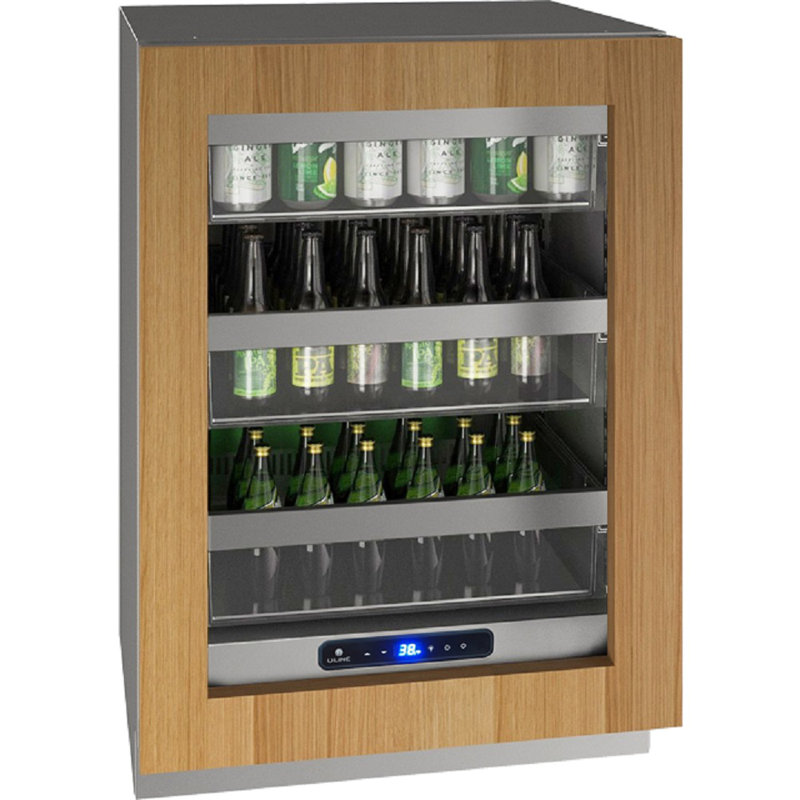 U-Line 24"W. 5 Cass 5.2 Cu.Ft. Compact Refrigerator with Brightshield™ - Panel Ready Frame with Glass