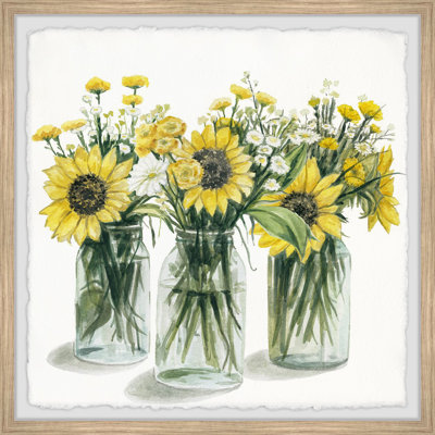 Sunflowers In Glass Jars - Single Picture Frame Painting