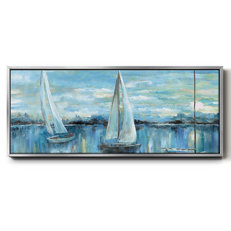 «Evening On The Bay», toile encadrée de qualité supérieure - prête à être accrochée, Toile argentée avec cadre flottant