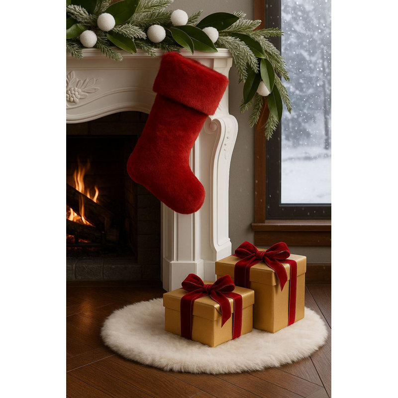 Festive Christmas Stocking - Red, 14.6 x 9.4 x 2.0 inches | 100% Polyester, Machine Washable at 68°F | Perfect for Holiday Decor, Durable & Stylish Design to Hold Gifts and Treats