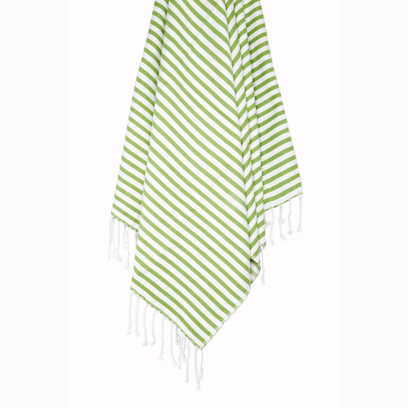 Serviette turque amusante à rayures pour la plage et le bain, Vert lime
