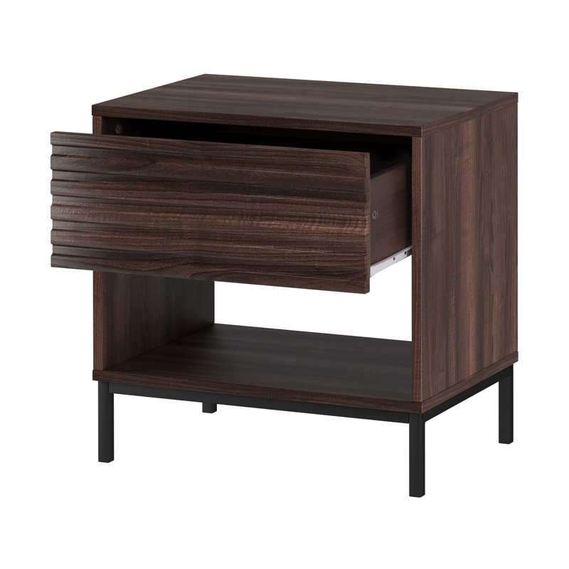 Ivi 50cm W Manufactured Wood Bedside Table, Walnut