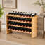 Natural Bamboo 36-Bottle 4-Tier Stackable Modular Wine Rack Tabletop Display Shelf Storage Organizer for Home Bar Kitchen Wine Cellar