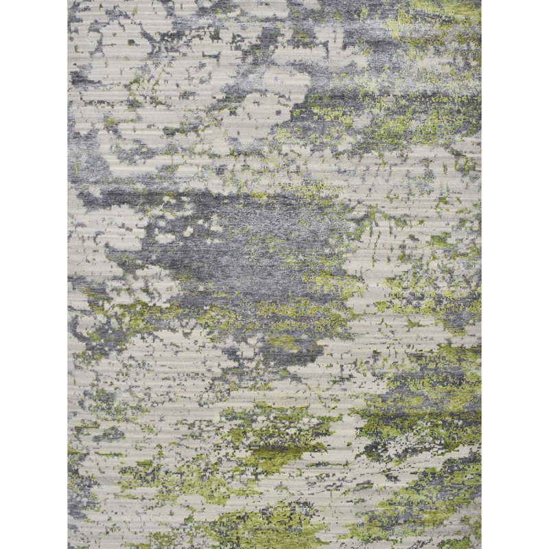Abstract Area Rug in Green, Rectangle 8' x 10'