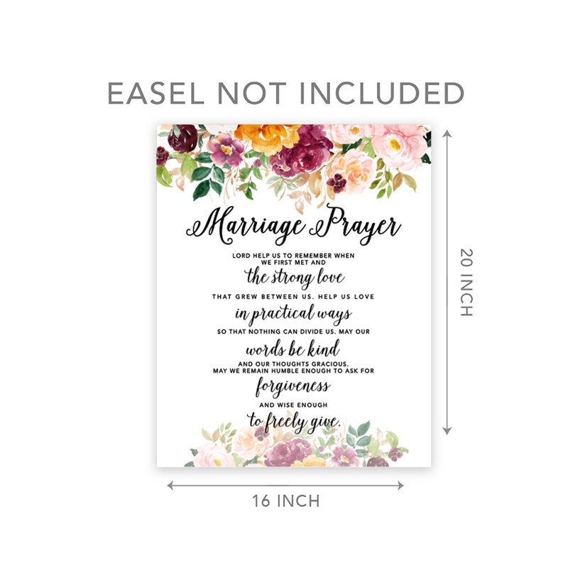 Reproduction d'art textuel sur toile non encadrée, «Wedding Prayer Fall Marsala Floral»