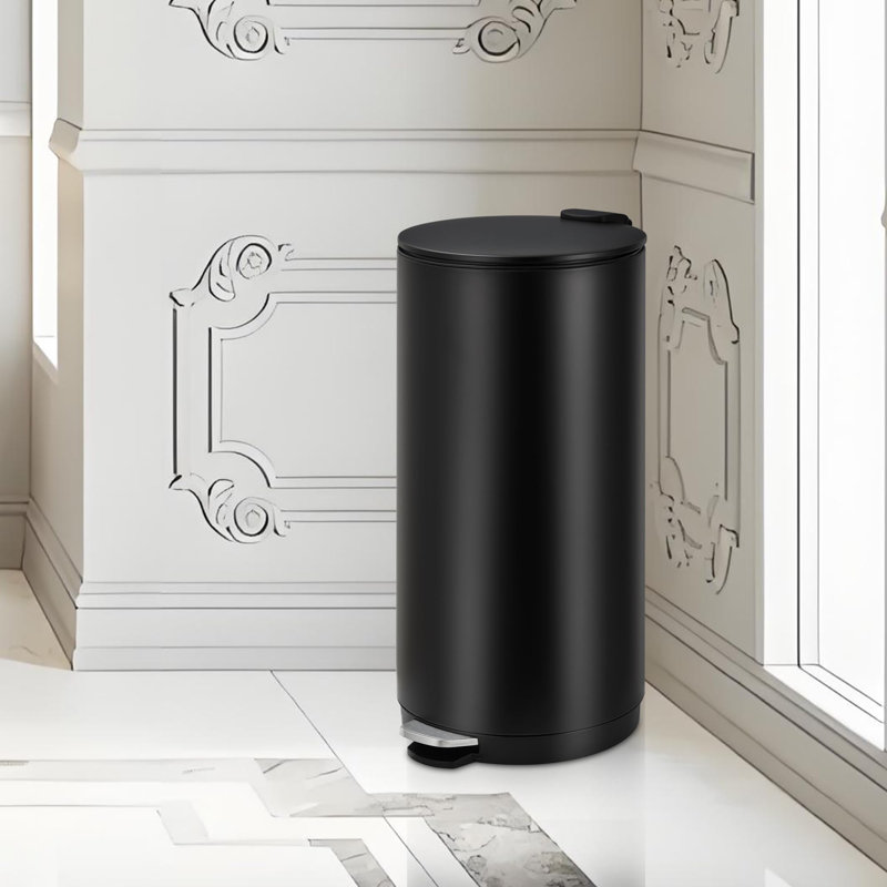 Poubelle ronde en acier inoxydable de 8 gallons (30 l) avec couvercle à fermeture douce, pédale et seau intérieur - poubelle de qualité commerciale