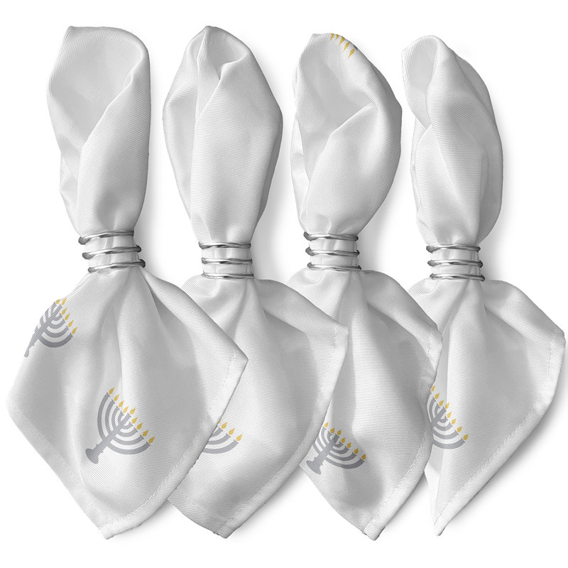 Lallah Polyester Traditional Napkins, White/Brown