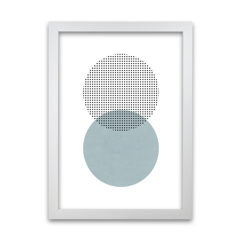 Blue And Black Abstract Circles - Print, White Frame, 42cm H x 30cm W x 3cm D