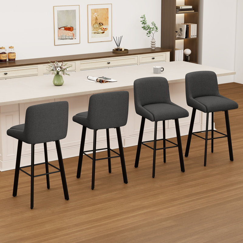 Tabouret de bar pivotant à hauteur de comptoir 30 po pour îlot de cuisine, 4, Black Grey