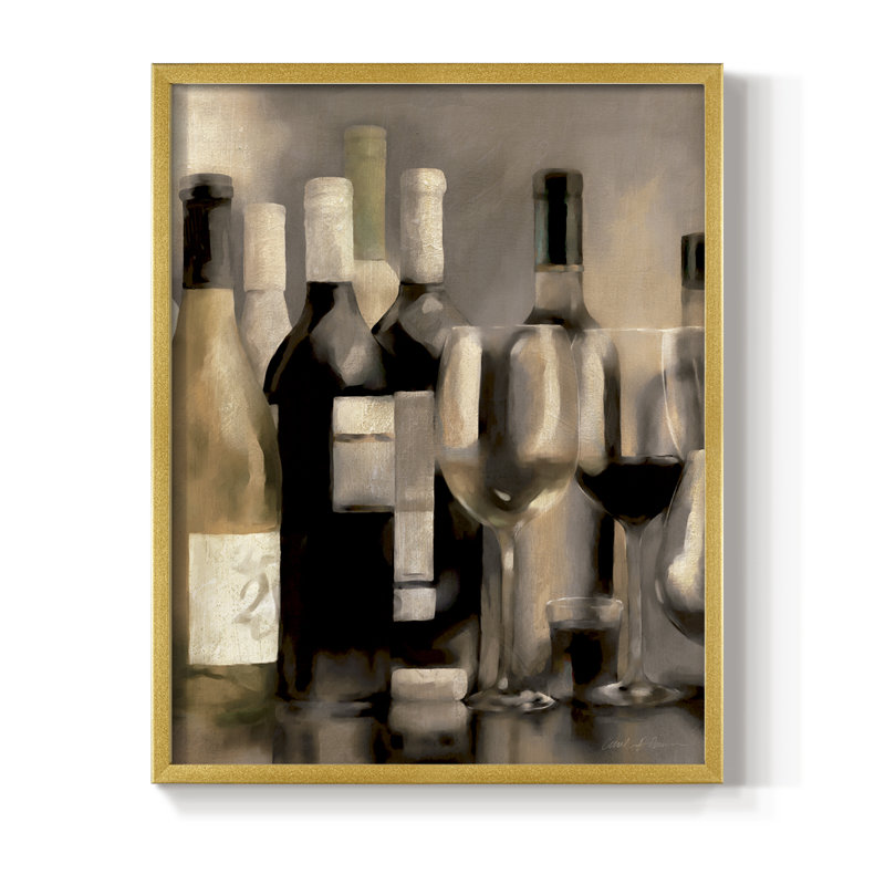Étagère à vin I, reproduction encadrée - bois massif, Doré