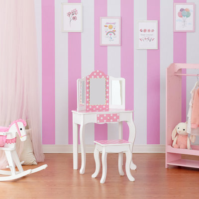  Fantasy Fields - Fashion Polka Dot Prints Gisele Play Vanity Set with LED Mirror Light
