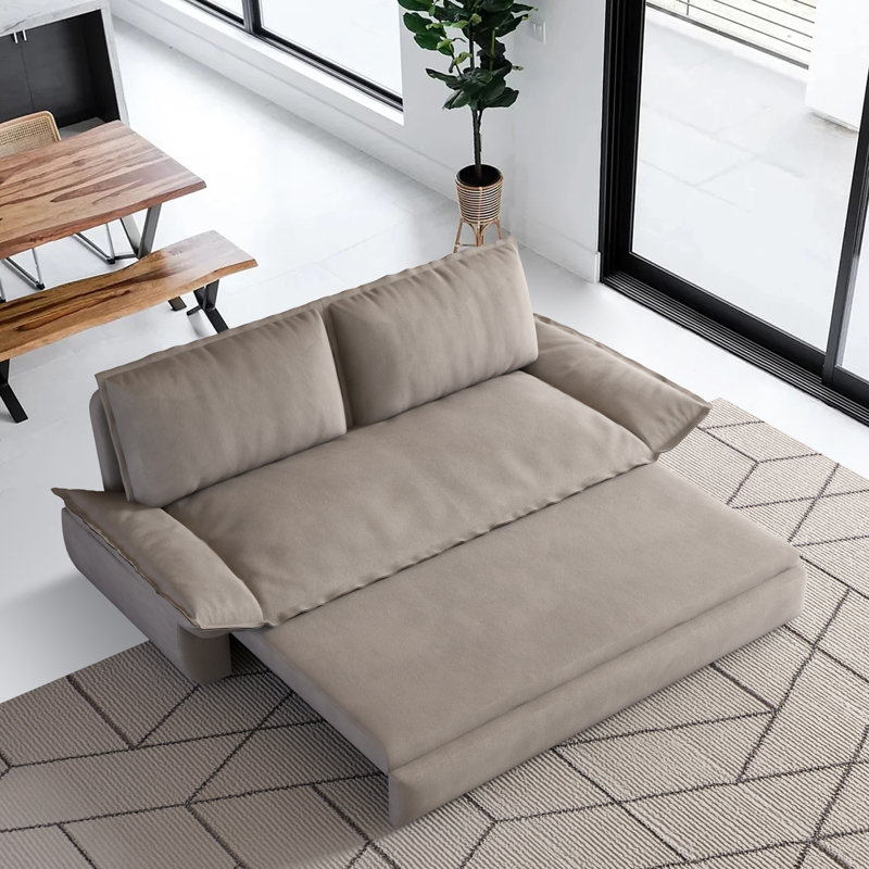 Grand canapé-lit 70,1 po, beige, Gris