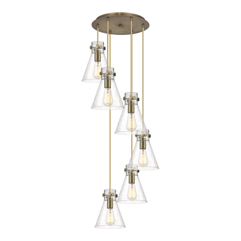 Luminaire suspendu 6 lumières Amrith, Laiton brossé, Bullé