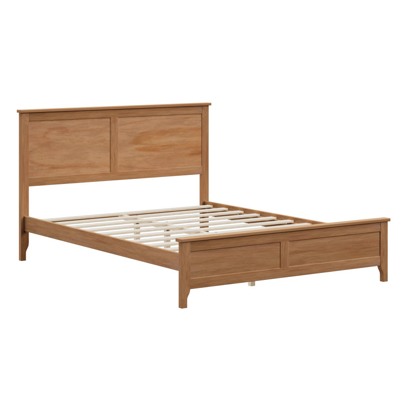 Base de lit plateforme moderne en bois massif avec tête de lit améliorée, support de lattes robuste - aucun sommier requis