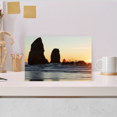 Seascape With Rock Objects At Sunrise, Cannon Beach, Oregon, Usa Contemporary Beach Wall Art
