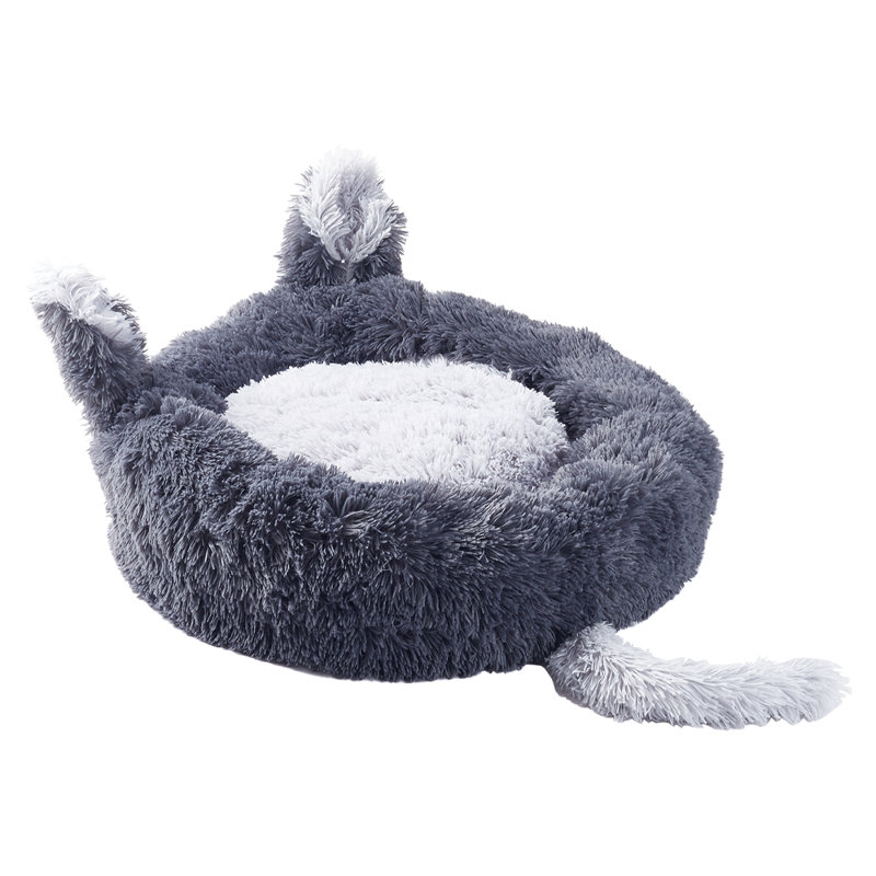 Willingham Doughnut Shaped Plush Cat Bed Dog Nest, 70cm W x 70cm D, Dark Gray