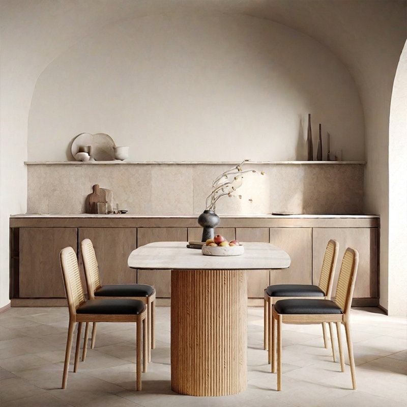 Ensemble de table de salle à manger simple de style français crème, H 29,53 po x L 62,99 po x l 31,5 po