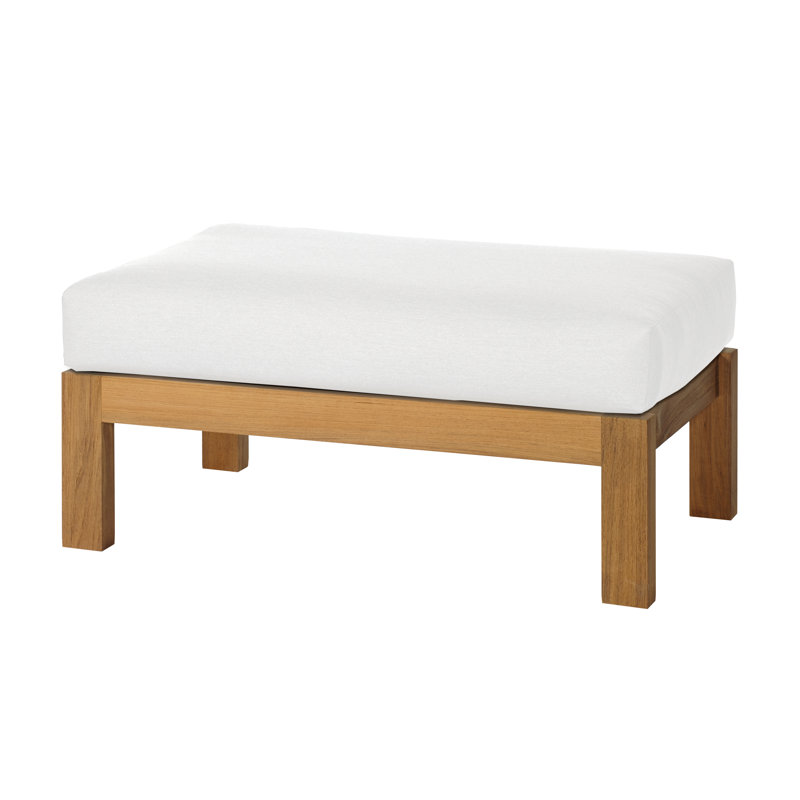 Maro Outdoor Teak Ottoman, Canvas Natural