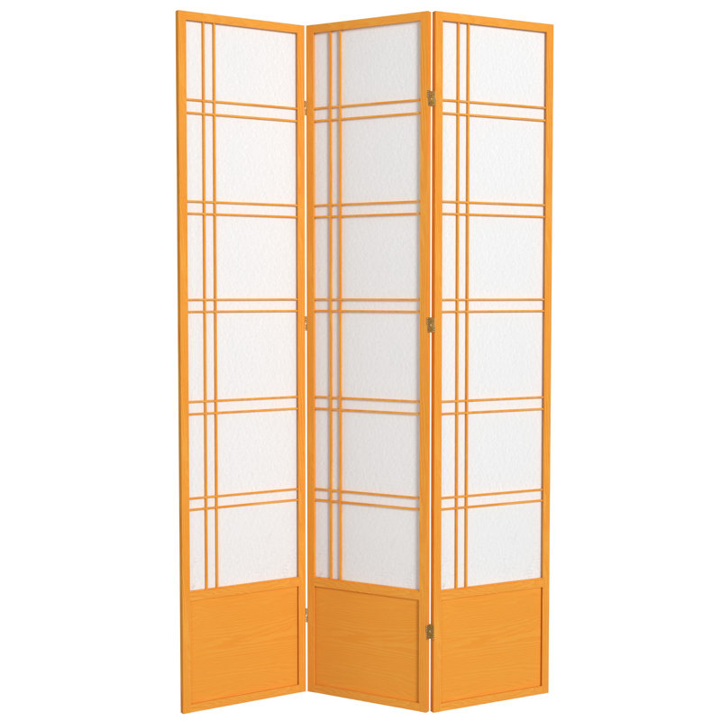 83.5" Double Cross Shoji Room Divider, 3 Panels, Honey