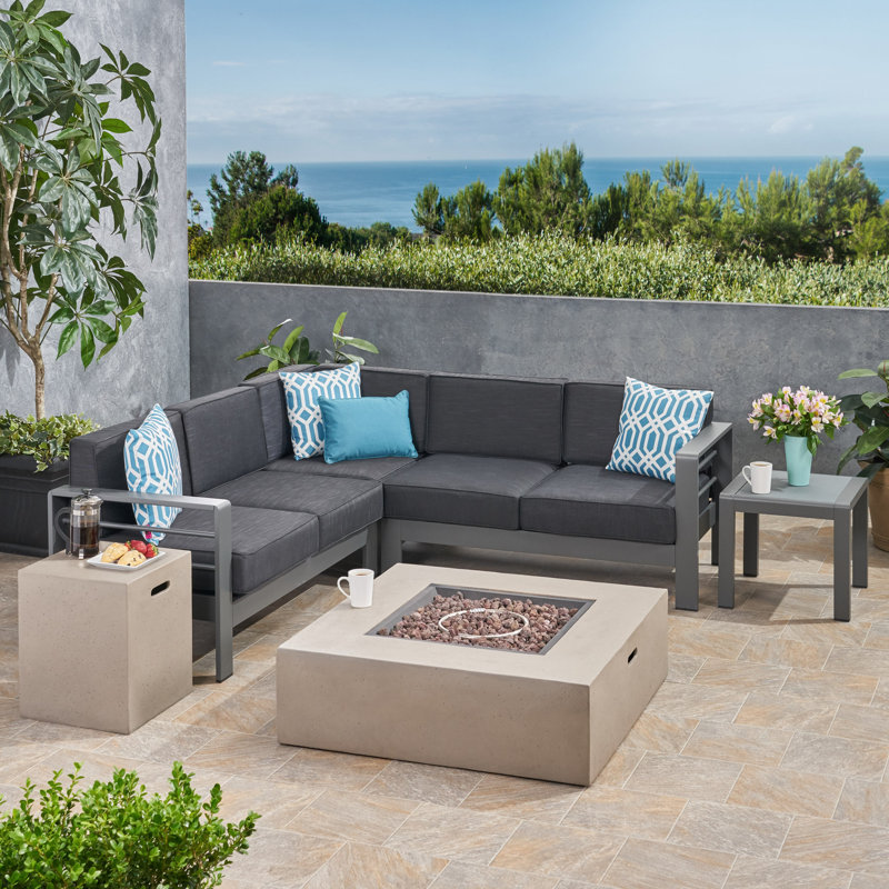 Ensemble de conversation modulaire avec coussins 5 pièces Caggiano