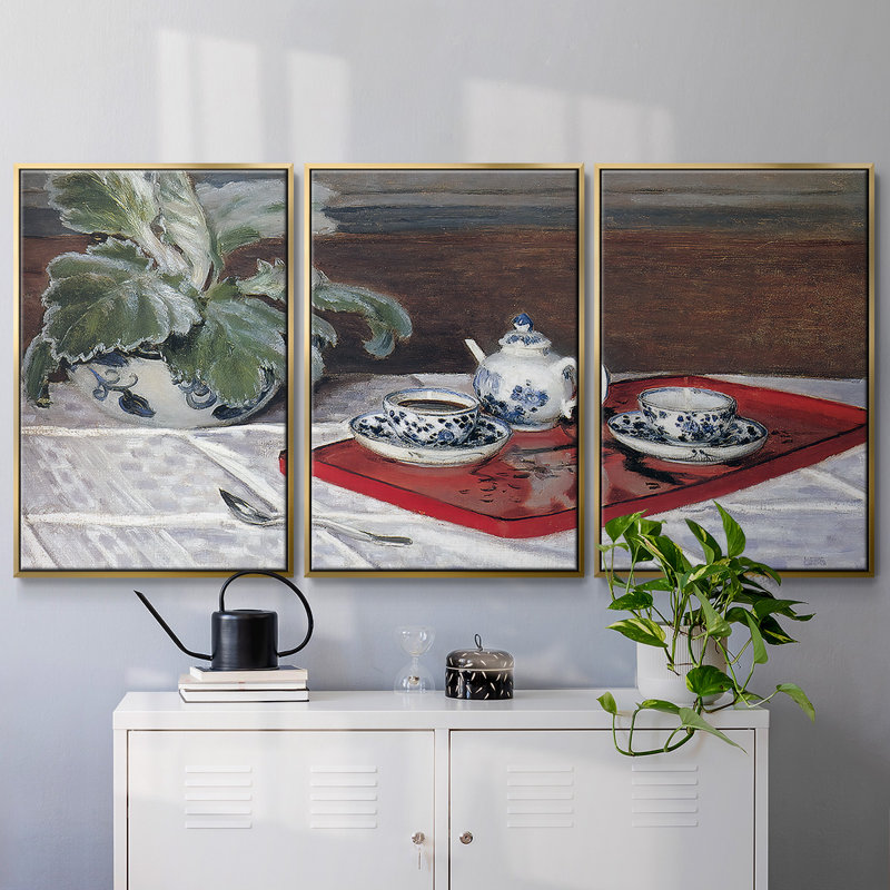 The Tea Service, 1872, reproduction sur toile 3 pièces, Or