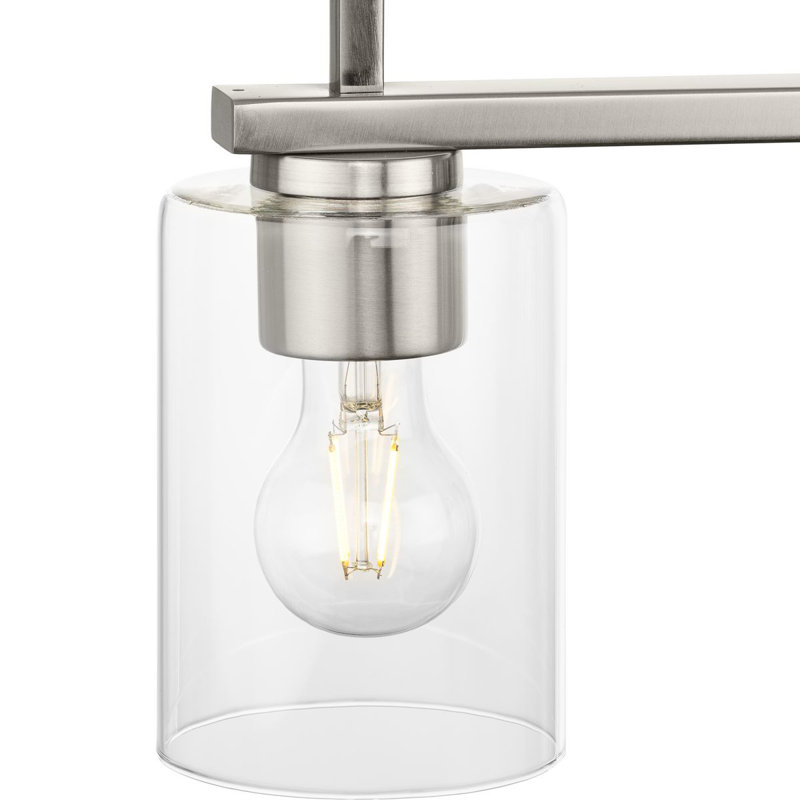 Goodwin Brushed Nickel 4-Light Linear Island Chandelier with Clear Glass Shades