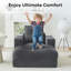 Canapé-lit compact en velours côtelé avec coussin double couche, sans assemblage, siège profond en forme de nuage pour petit appartement, chambre à coucher et salle de cinéma, gris