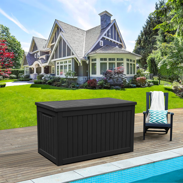 Homall 100 Gallon Large Resin Deck Box Waterproof Outdoor Storage with  Padlock Indoor Outdoor Organization and Storage Container for Patio  Furniture