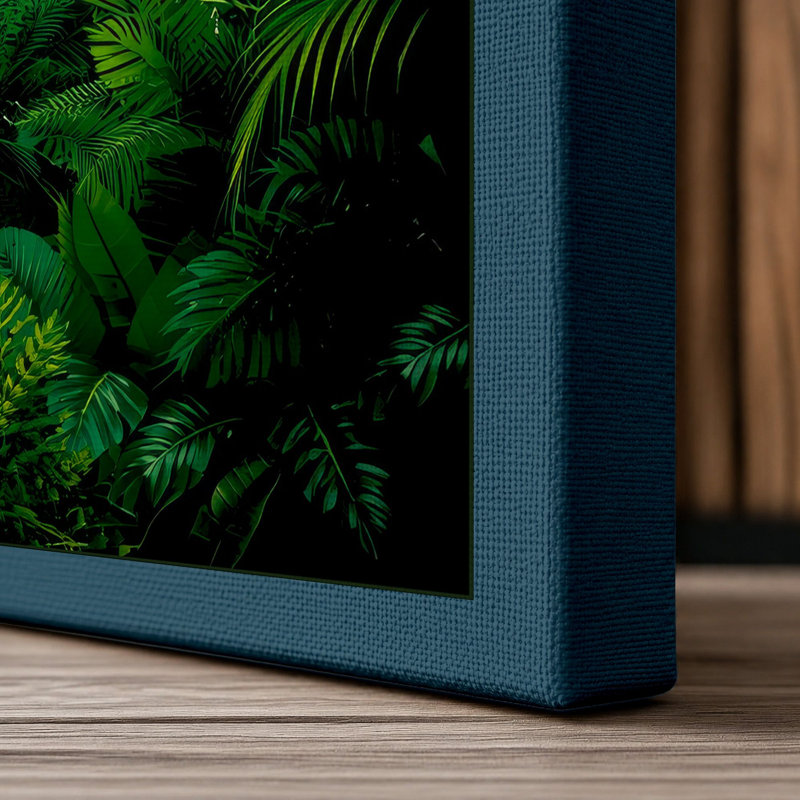 Jungle Canopy Light Tropical - Wrapped Canvas, 18x12 - 45.7 x 30.5 cm, Teal Border