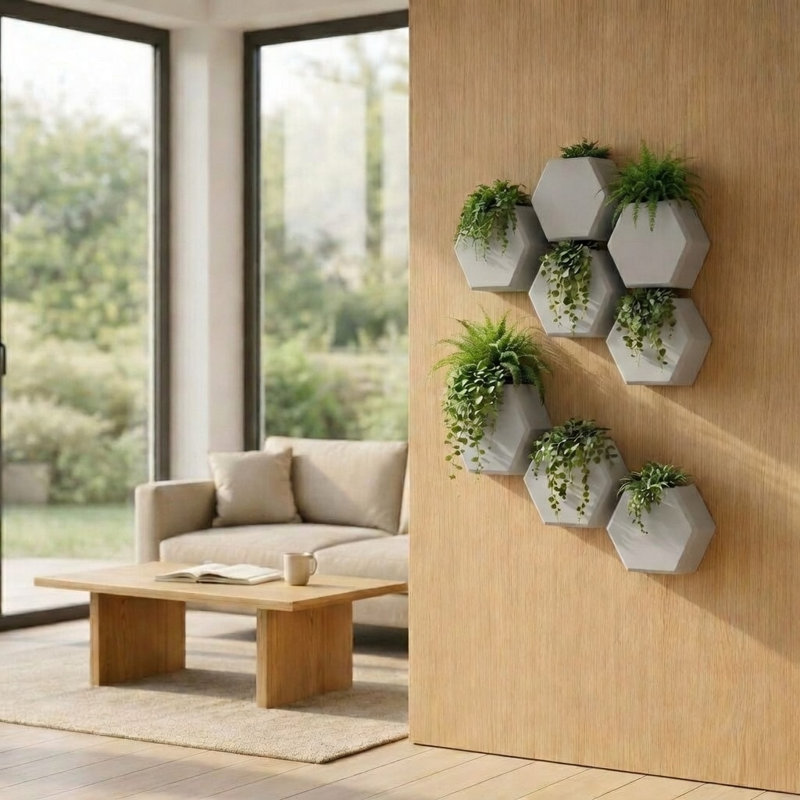 Ensemble de pots à fleurs muraux en polyéthylène Inett, 2, Blanc